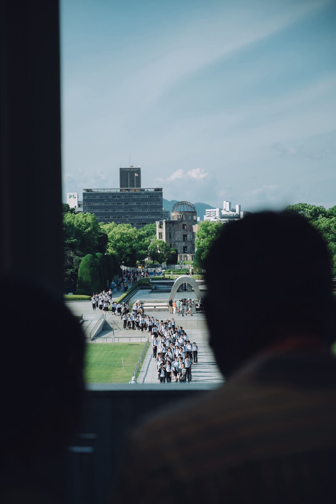 Hiroshima Peace Memorial Park, seen from inside the museum.